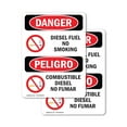 thumbnail image 1 of (2 Pack) Diesel Fuel No Smoking Bilingual OSHA Danger Sign 18 Inch X 24 Inch Vinyl Label Decal Sticker Weather Resistant, UV Protected for Workplace, Business, and Construction Site,, 1 of 7