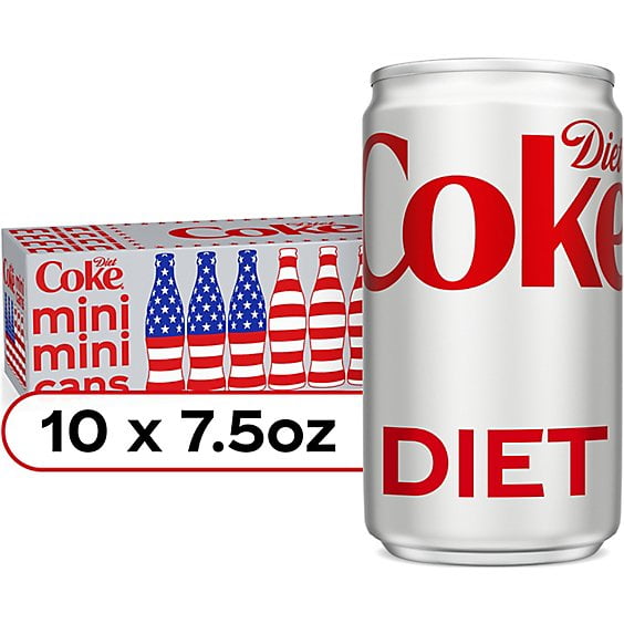 2 Pack Diet Coke Soda Pop Mini Cans 10 Count - 7.5 Fl. Oz.