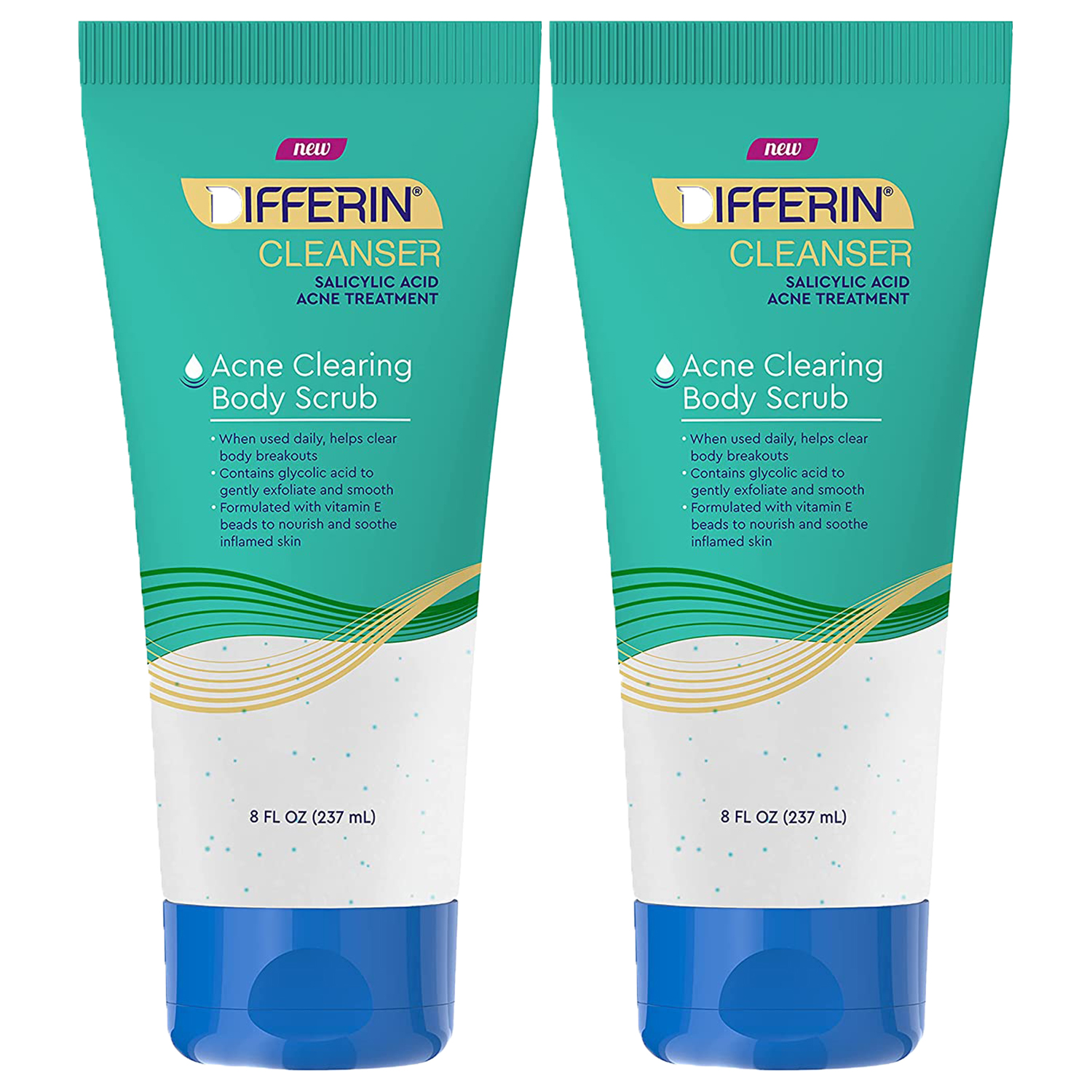2Pack Differin Body Scrub with Salicylic Acid Acne Clearing Improves