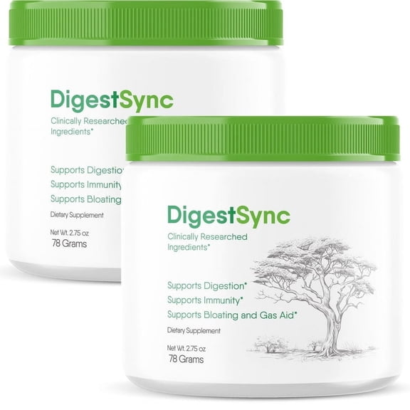 (2 Pack) Digest Sync, Official DigestSync Natural Gut Breakthrough, Supplement, Daily Nutrition in a Jar for Weight Loss, Digestive Wellness, Powder Reviews (60 Servings)