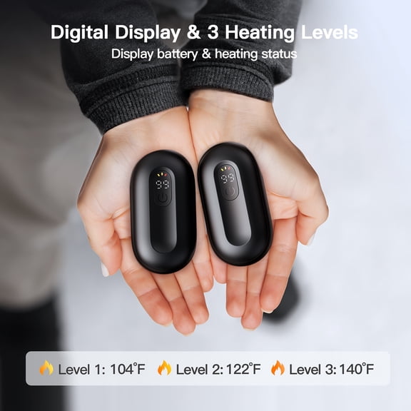 2-Pack Digital Display Hand Warmers | 3-Temp Settings & Magnetic Design, USB Rechargeable, Fast Heating To 140F, Portable Pocket Warmers For Outdoor