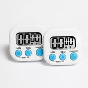 2 Pack Digital Kitchen Timer, Big Display Cooking Timer with Loud Alarm, Magnetic Back and Stand, Electronic Timer for Baking, Classroom, Gym, White