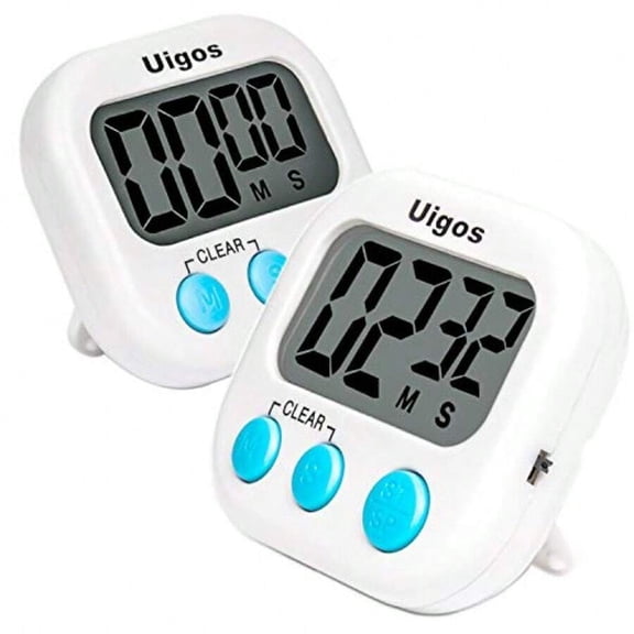 unbranded2 Pack Digital Kitchen Timer II 2.0 Big Digits Loud Alarm Magnetic Backing Stand For Cooking Baking Sports Games Office White