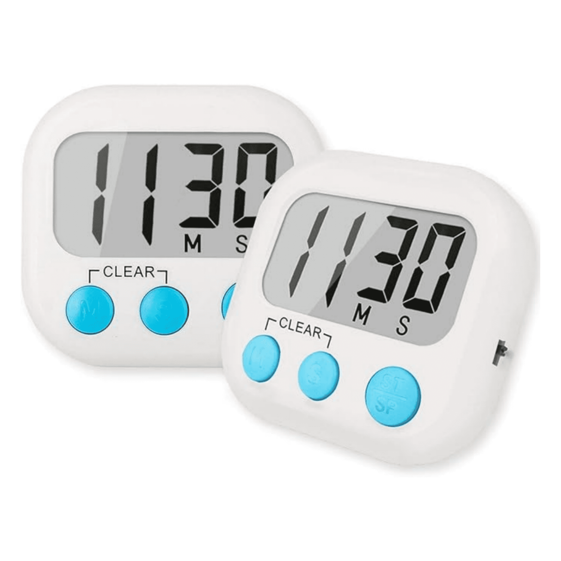 White Digital Kitchen Timer with Big Digits and Loud Alarm