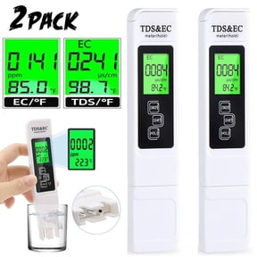 2 Pack Digital TDS Meter Water Quality Tester 0-9999 PPM EC Temperature Meter Portable Pen Accurate Drinking Water Test Tool For RO Aquarium Pool Hydroponics with LCD Display