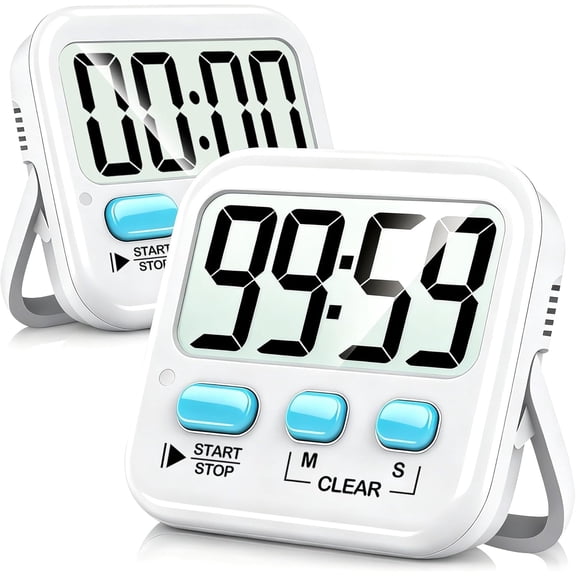 2 Pack Digital Timer for Kids, Magnetic Countdown Kitchen Timers for Cooking, Egg, Classroom, Teacher, Exercise, Study, Oven - Battery Included