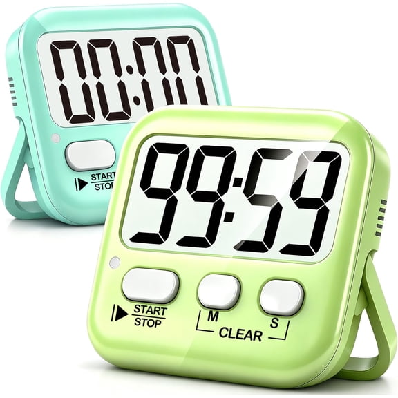 2 Pack Digital Timer for Kids, Magnetic Countdown Kitchen Timers for Cooking, Egg, Classroom, Teacher, Exercise, Study, Oven - Battery Included