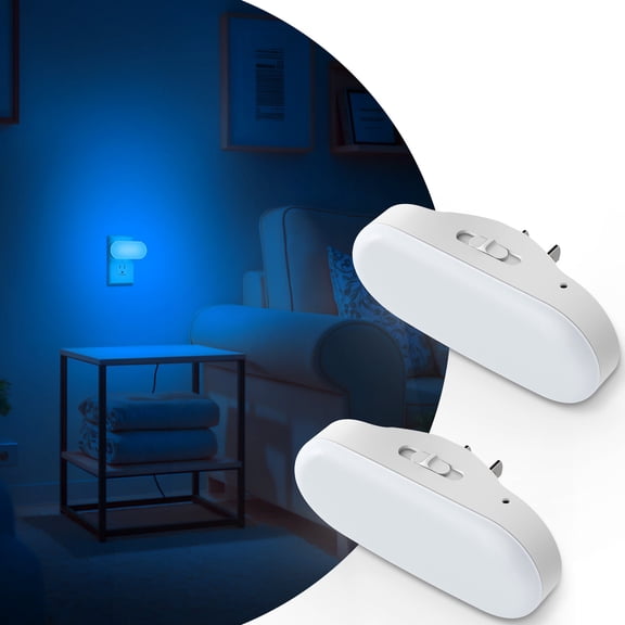 YANSUN 2-Pack 1W White Dimmable Blue Integrated LED Night Light with Dusk to Dawn Sensor, Plug-in, for Bedroom, Stairwell
