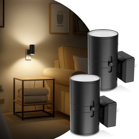 YANSUN 2-Pack Dimmable Night Lights with Dusk to Dawn Sensor, Soft White 3000K Adjustable Plug-in Nightlight for Bedroom, Hallway