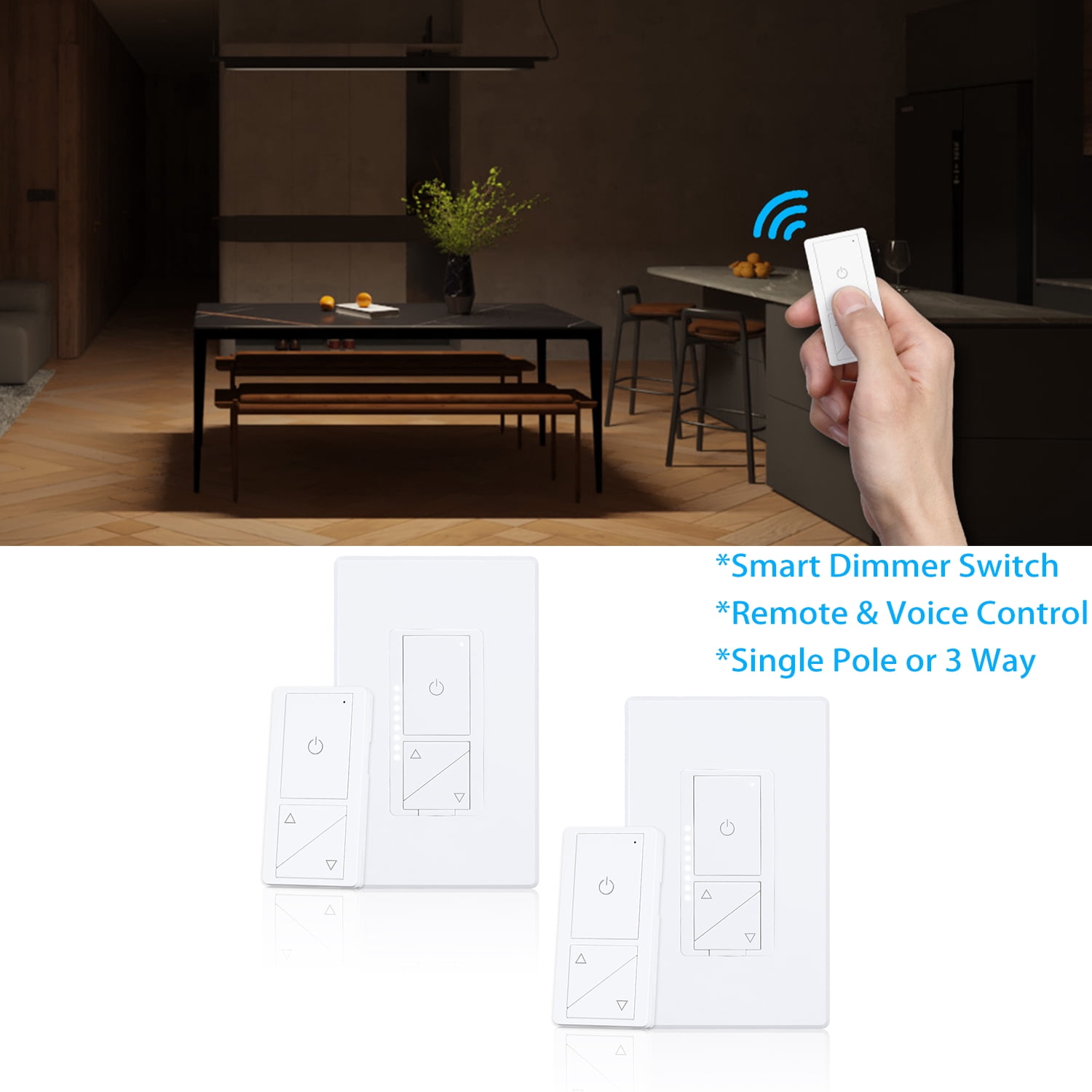 2 Pack Smart Dimmer Wall Switch, Works with Siri, Google Assistant ...