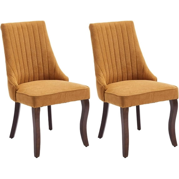 2 Pack Dining Chairs,Fabric Upholstered Dining Chair with Solid Wood Legs, Kitchen Dining Chair