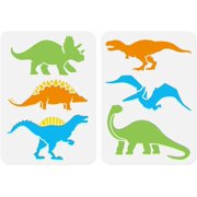 2 Pack Dinosaur Stencils for DIY Painting A4 Size Reusable Plastic Dinosaur Stencils for DIY Painting on Wall Wood Furniture Fabric Canvas DIY Craft Stencil