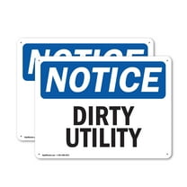 (2 Pack) Dirty Utility OSHA Notice Sign 18 Inch X 12 Inch Indoor / Outdoor Rust-Free Aluminum Metal Signs for Workplace, Workshop, and Construction Site, Made in the USA