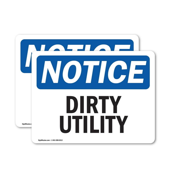 (2 Pack) Dirty Utility OSHA Notice Sign 5 Inch X 3.5 Inch Vinyl Label Decal Sticker Weather Resistant, UV Protected for Workplace, Business, and Construction Site, Made in the USA