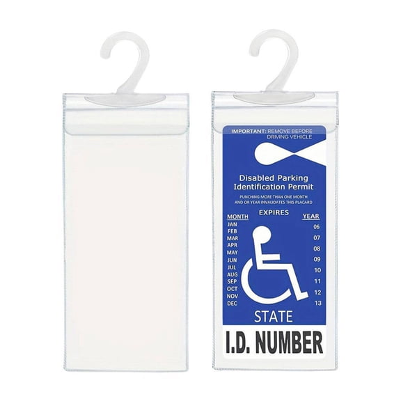 2 Pack Disabled Parking Placard Holder Clear Rearview Mirror Hanger, Transparent Protective Cover for Car Permit