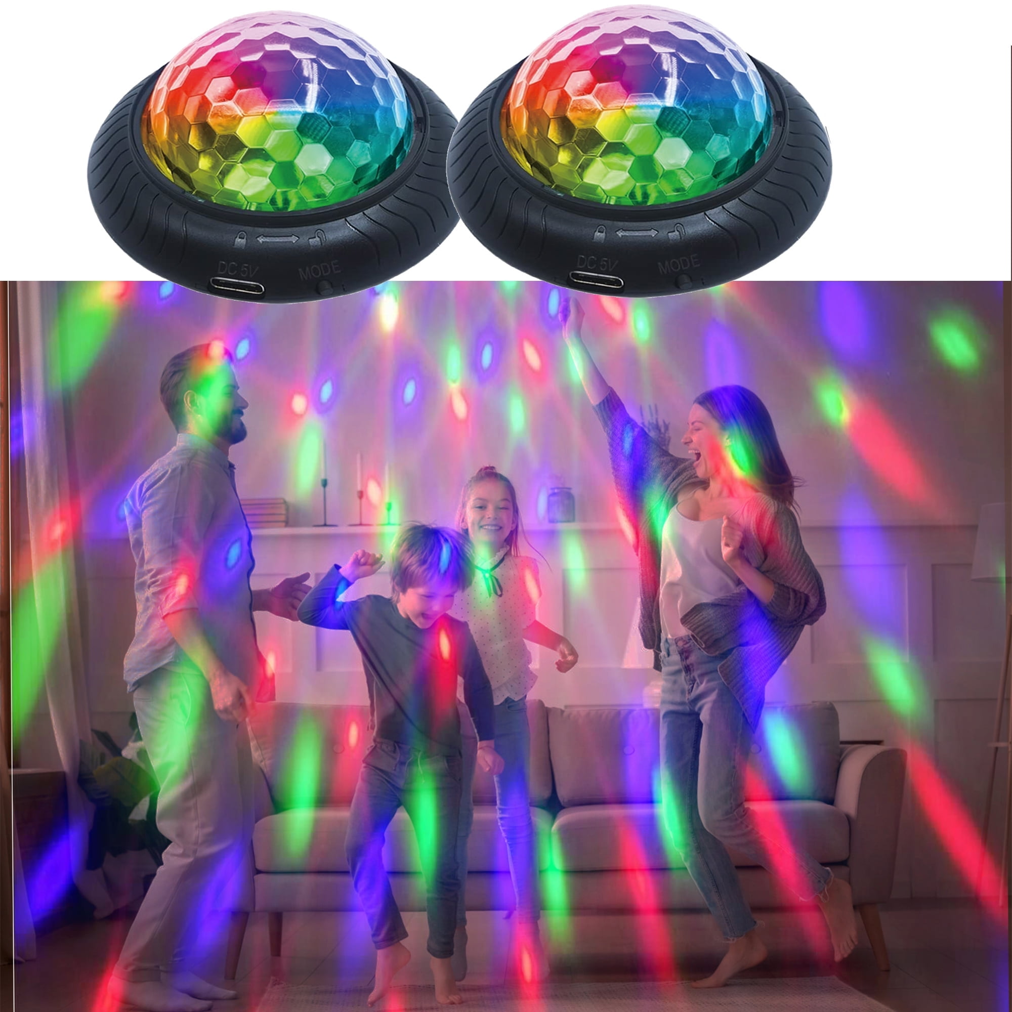 2 Pack Disco Ball Party Strobe Lights, Star Light for Room Bedroom Decor, Christmas Halloween DJ Karaoke Bar Pub Events Decor, Stage Lights, Night Lamp, Present for Christmas and Birthday