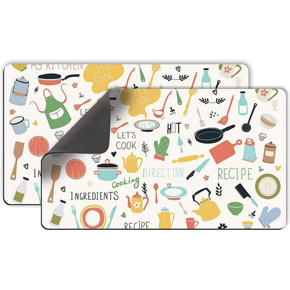 2 Pack Dish Drying Mat Drying Mat for Kitchen Counter, Coffee Mat Coffee Maker Mat Dish Drying Mats for Kitchen Counter 19.5x12Inch Dish Drying Pad Ultra Absorbent and Non-Slip Coffee Machine Mat