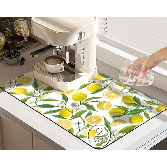 2 Pack Dish Drying Mat Drying Mat for Kitchen Counter, Coffee Mat Coffee Maker Mat Dish Drying Mats for Kitchen Counter 19.5x12Inch Dish Drying Pad Ultra Absorbent and Non-Slip Coffee Machine Mat