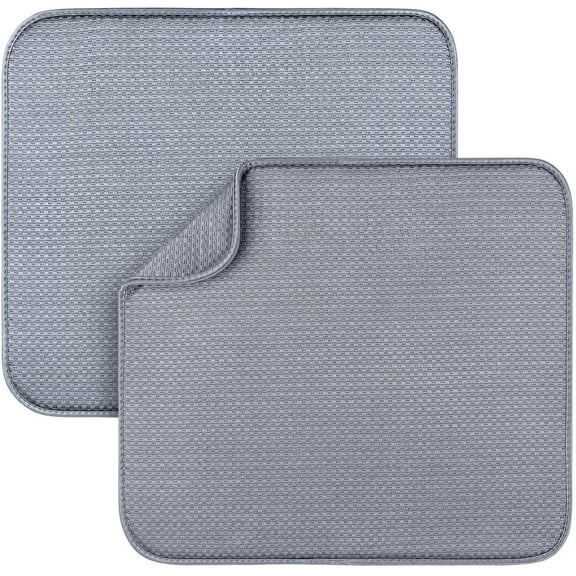 2 Pack Dish Drying Mats for Kitchen, Microfiber Dish Drying Rack Pad, Kitchen Counter Mat - 18X16 Inch