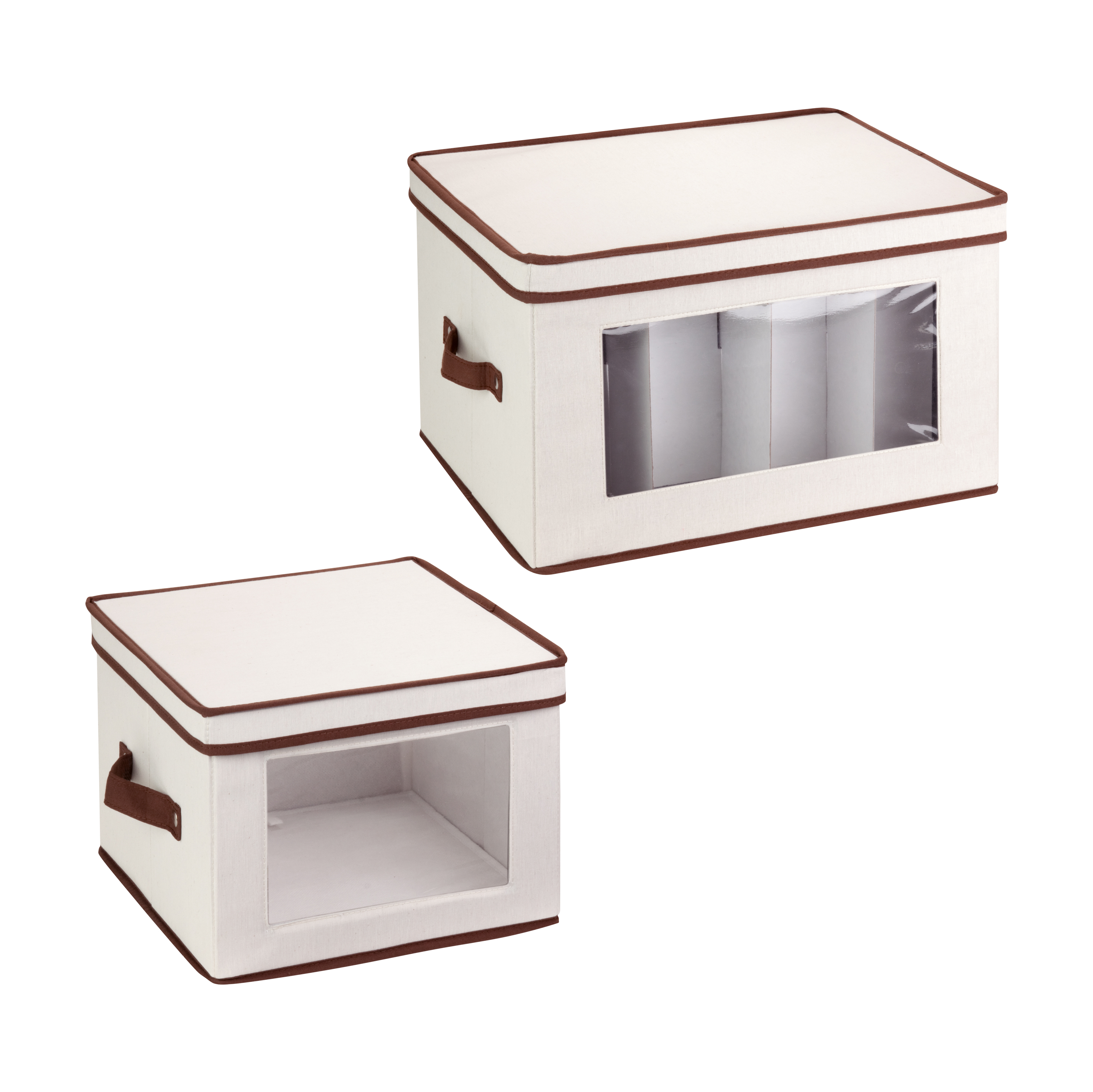 2Pack Dishware or Closet Window Storage Boxes, Natural