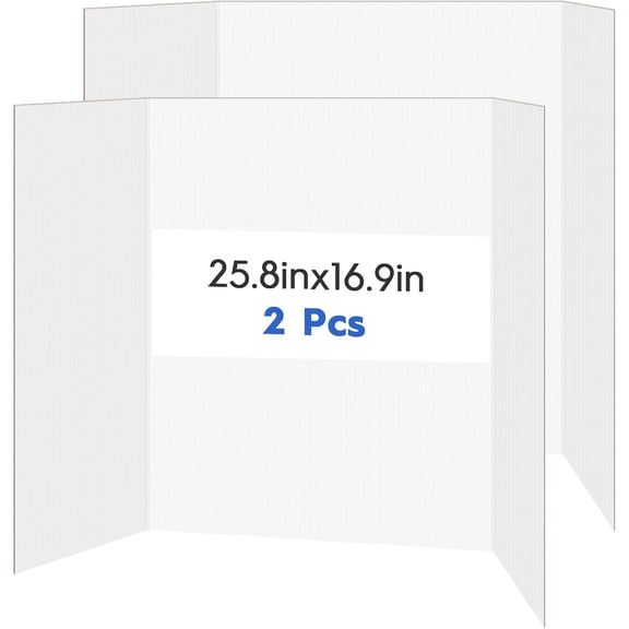 2 Pack Display Boards for Presentations, 25.8" X 16.9" Cardboard Poster Board with Smooth Finish & Fibrous texture Interior, Foldable for School Projects, Science Fairs, Event Displays, and Business