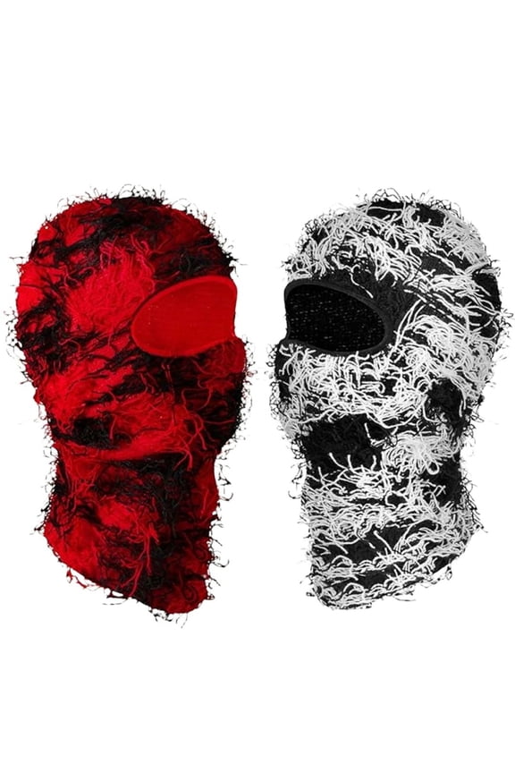 2 Pack Distressed Balaclava Knitted Balaclava Windproof Face Mask Cool Cold Weather Full Face Ski Mask