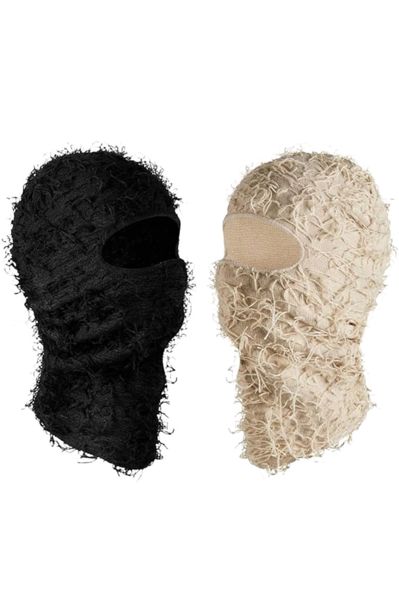 2 Pack Distressed Balaclava Knitted Balaclava Windproof Face Mask Cool Cold Weather Full Face Ski Mask