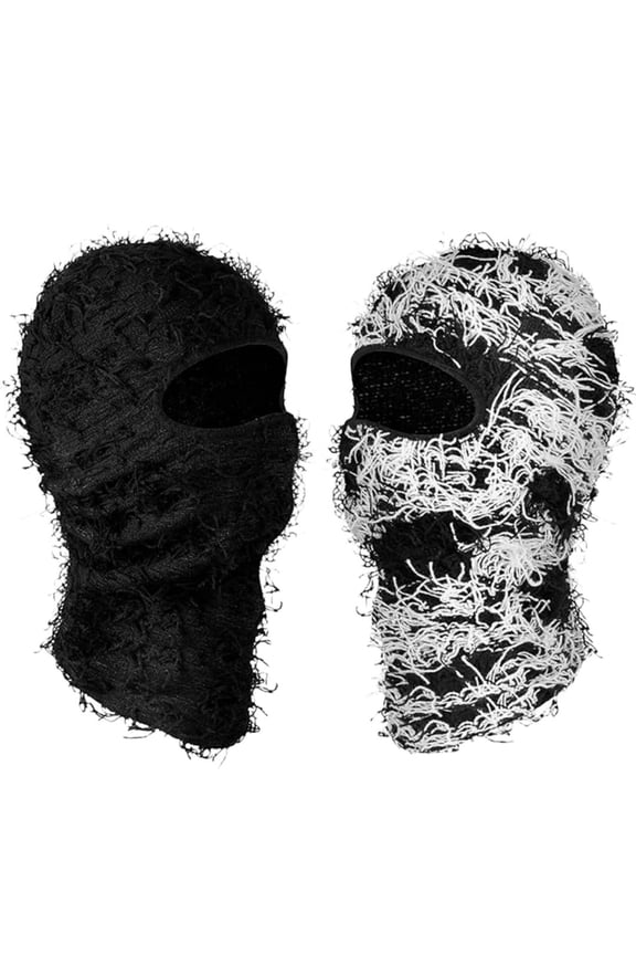 2 Pack Distressed Balaclava Knitted Balaclava Windproof Face Mask Cool Cold Weather Full Face Ski Mask