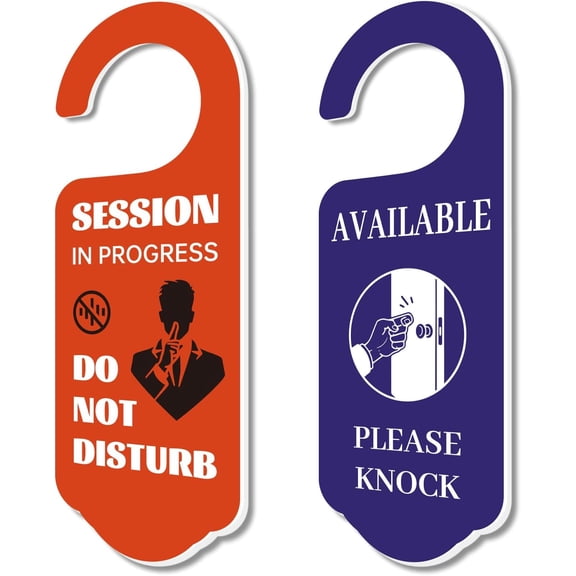 2 Pack Do Not Disturb Sign Door Hanger Sign Please Do Not Disturb and Please Knock Hangings Acrylic Engraved Door Signs for Office Home and Meeting Session Red and Pueple Mixed Color 1set