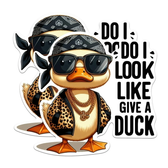 (2 Pack) Do I Look Like I Give a Duck Stickers - Funny Duck Duckling Punny Sticker - 5 Inches On Longest Side - Premium Vinyl - for Cars, Trucks, Skateboards, Laptops - Made in USA - BMCS0451