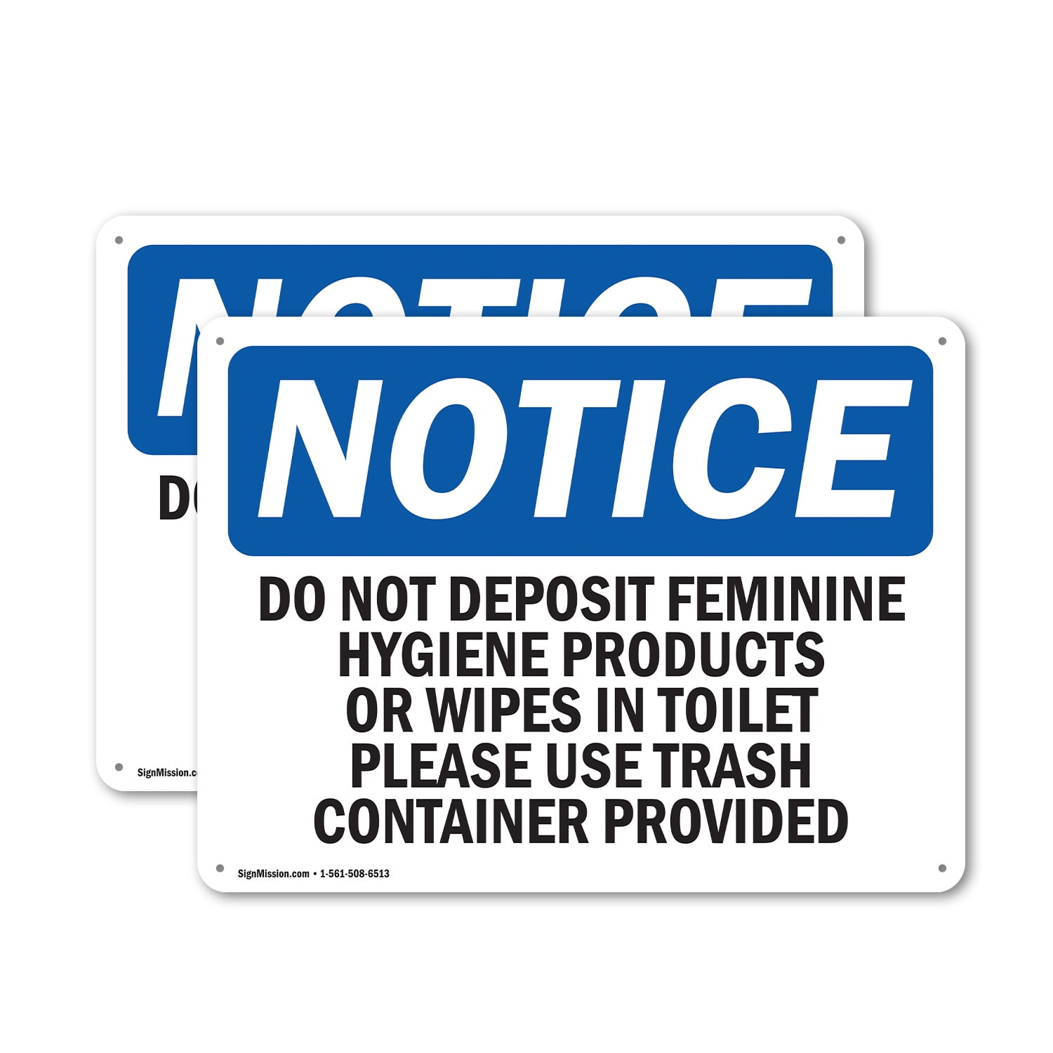 (2 Pack) Do Not Deposit Feminine Hygiene Products OSHA Notice Sign 10