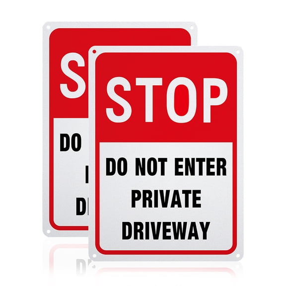 2 Pack Do Not Enter Private Driveway Stop Warning Sign 7x10 inches 40 Mil Aluminum Security Warning Signs Home or Garage Reflective