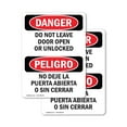 thumbnail image 1 of (2 Pack) Do Not Leave Door Open Or Unlocked Bilingual OSHA Danger Sign, 1 of 7