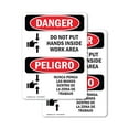 thumbnail image 1 of (2 Pack) Do Not Put Hands Inside Work Area Bilingual OSHA Danger Sign, 1 of 7