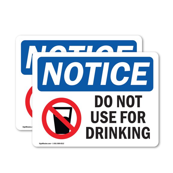 (2 Pack) Do Not Use For Drinking Sign