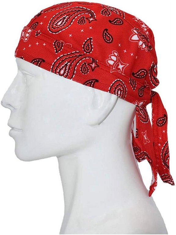 2 Pack Do Rag Skull Caps for Men Sweat Wicking Doo Rags Cooling Helmet Liner Cycling Motorcycle Bandana