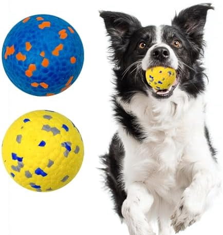 2 Pack Dog Balls Interactive Dog Tennis Balls Indestructible Dog Teething Chew Toys for Aggressive Chewers Dog Toy Fetch Balls for Small Medium Dog E-TPU Material Lightweight Bouncy Floating
