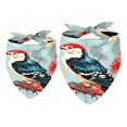 2 Pack Dog Bandana Woodpecker Bird on Red Berries Branch Girl Boy Pet
