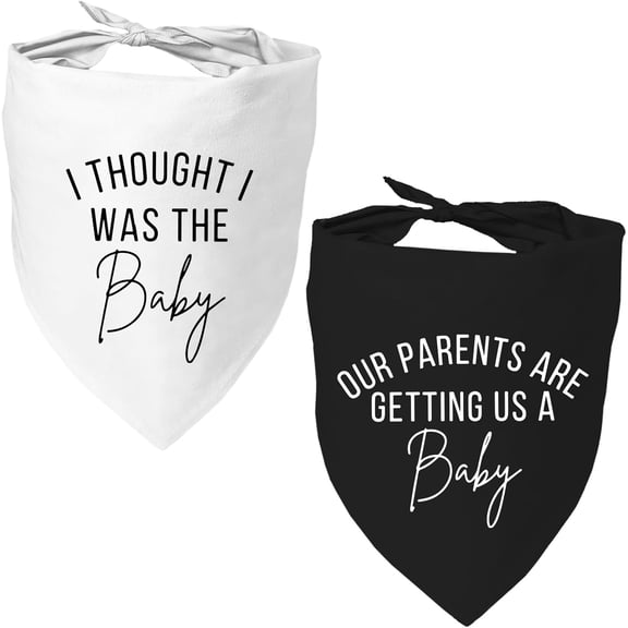 2 Pack Dog Bandanas for Pregnancy Announcement, Cute Adjustable Pet Bandana Scarf Small Medium Large Dogs, Gender Reveal Puppy Accessories, Soft Breathable Fabric Cats