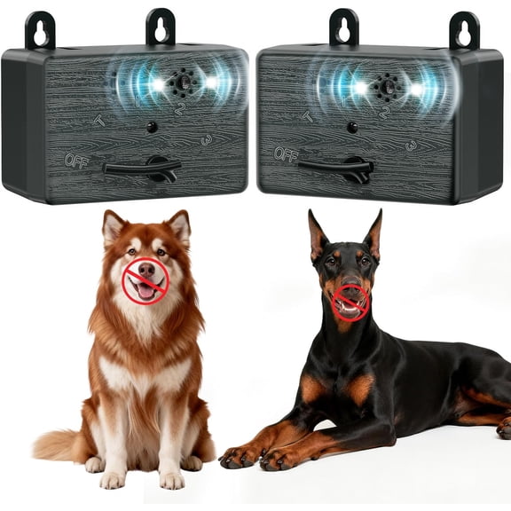 2-Pack Dog Bark Deterrent Devices, Ultrasonic Anti Barking Device for Dogs, Battery Powered Bark Control Device for Indoor Outdoor Use, Chewing & Bad Behavior(Black)