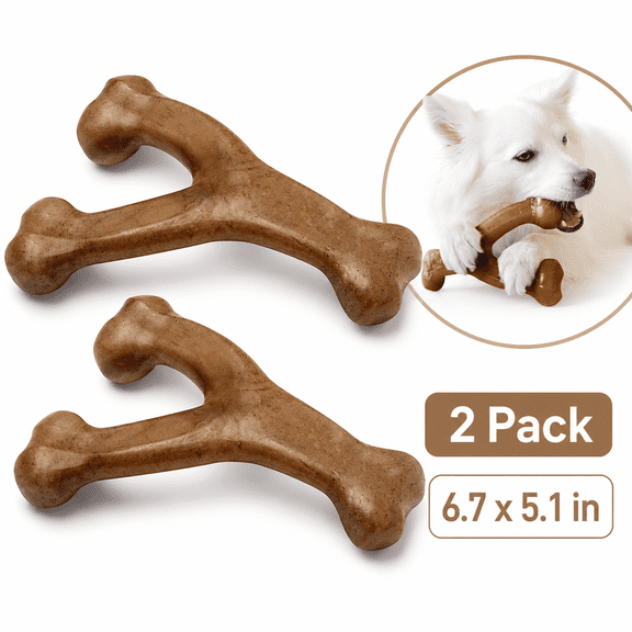 2 Pack Dog Chew Toys for Aggressive Chewers, Y-Shaped Bone Toys, 6.7 Inch