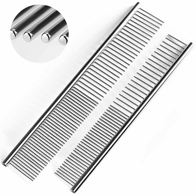 2 Pack Dog Combs, Professional Cat Combs for Grooming Long Haired Cats