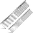 thumbnail image 1 of 2 Pack Dog Combs with Rounded Ends Stainless Steel Teeth, Cat Comb for Removing Tangles and Knots, Professional Grooming Tool for Long and Short Haired Dog, Cat, 6.5IN/7.5IN, 1 of 8