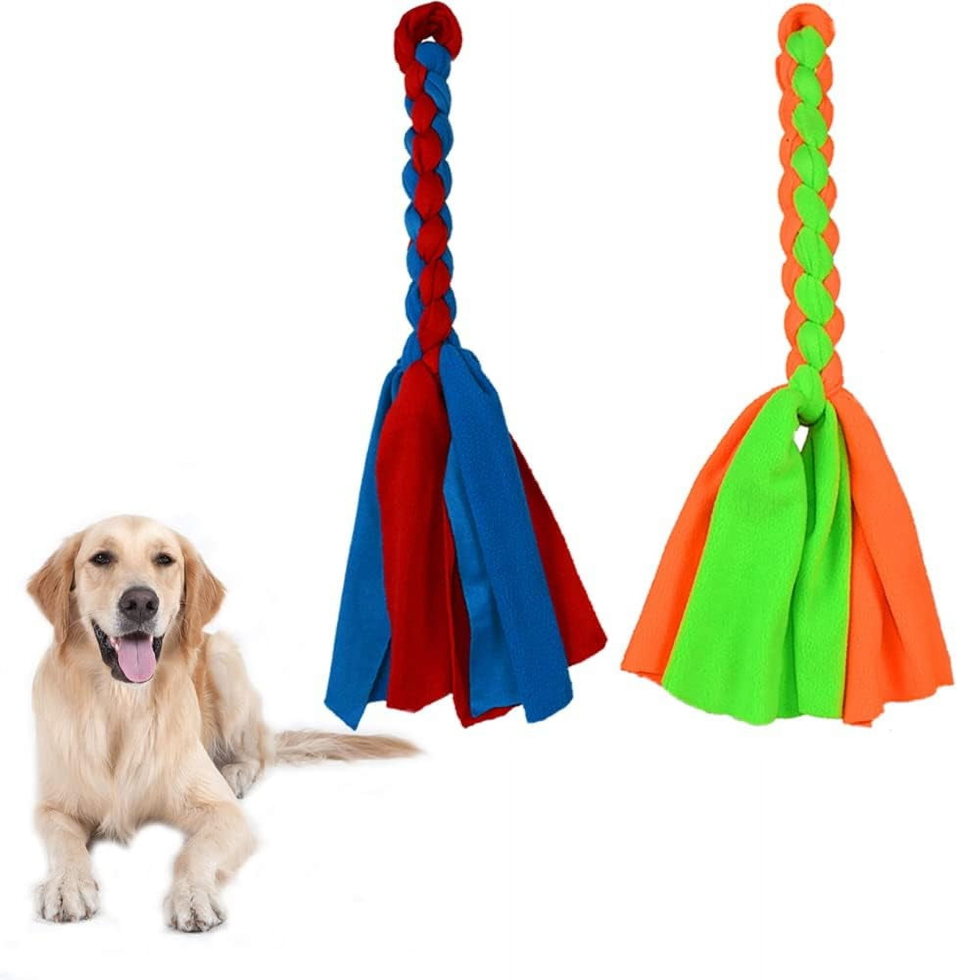 2 Pack Dog Fleece Rope Toy for Dog Chase and Tug Pet Interactive Cotton Chew Toy Dog Tether Lure Toy Dog Flirt Pole Replacement Toys to Outdoor Exercise & Training