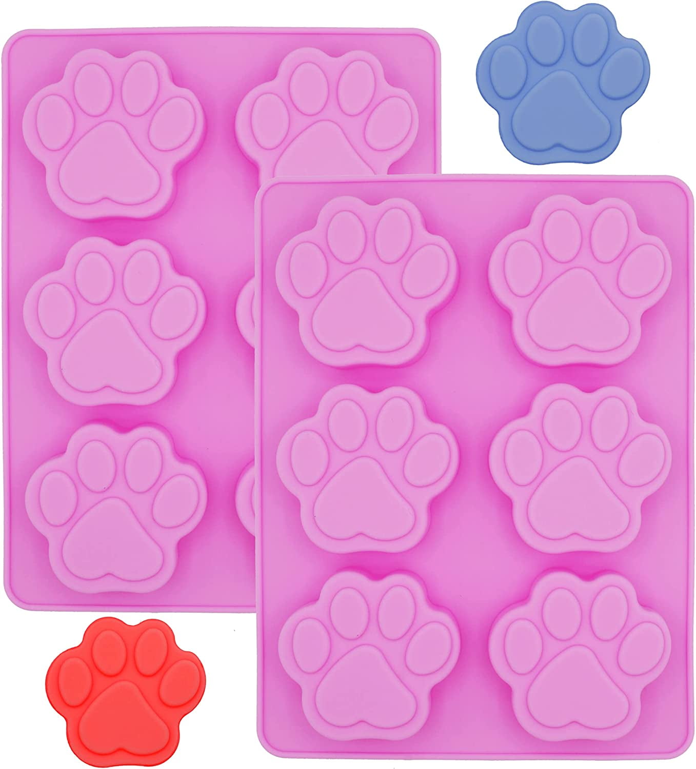 2 Pack Dog Homemade Treat Mold Paw Shaped Silicone Molds for Yummy