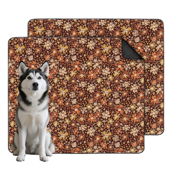2-Pack Dog Housebreaking Mat, Washable and Reusable Potty Pad with Excellent Absorbency and Leak-Proof Backing, Floral Print 35x41 Inches
