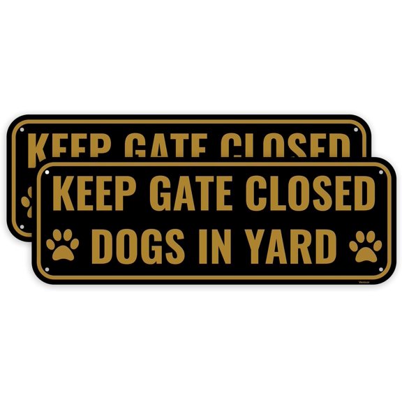 2 Pack Dog In Yard Keep Gate Closed Sign, 12 x 8 Inches - Aluminum - Please Close Gate Sign/Without a frame