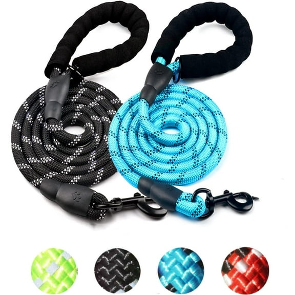 2 Pack Dog Leash 6.5 FT Heavy Duty - Comfortable Padded Handle - Reflective Dog Leash for Medium Large Dogs