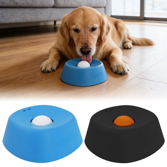 2 Pack Dog Lick Bowl Slow Feeder Set, Interactive Dog Cat Enrichment Toy with Floating Ball Treat Dispenser Non Slip Base Anxiety Relief Licking Bowl for Puppy Kitten Mental Stimulation Black Blue
