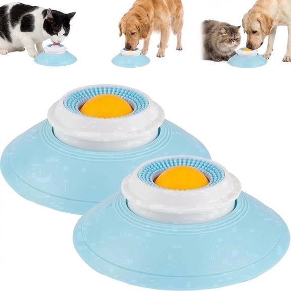 2 Pack Dog Lick Sphere Slow Feeder, Interactive Licking Bowl with Suction Cup for Dogs and Cats, Silicone Enrichment Toy for Peanut Butter, Yogurt, Wet Food, Bathing, Grooming and Training
